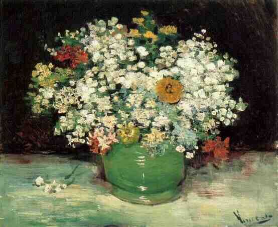 Vase with Zinnias and Other Flowers by Vincent van Gogh, hand-painted oil reproduction