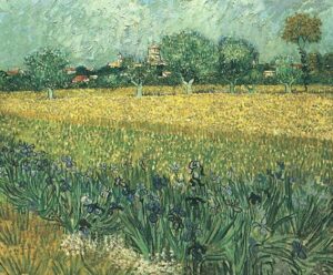 View of Arles with Irises by Vincent van Gogh, hand-painted oil painting reproduction