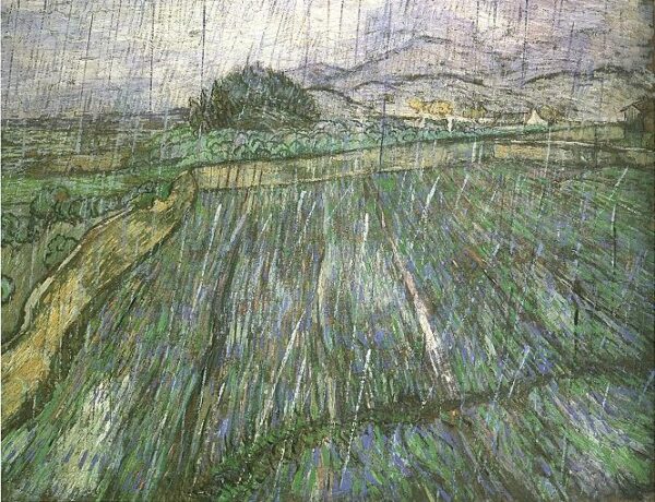 Wheat Field in Rain by Vincent van Gogh, hand-painted oil painting reproduction