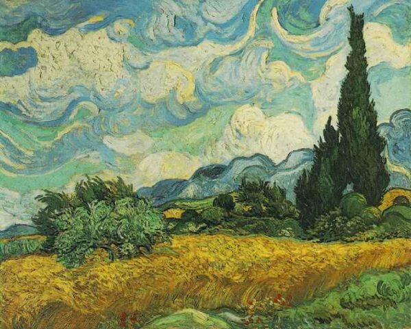 Wheat Field with Cypresses at the Haute Galline Near Eygalieres by Vincent van Gogh, hand-painted oil painting reproduction