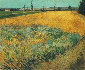 Wheat Field with the Alpilles Foothills in the Background by Vincent van Gogh, hand-painted oil painting reproduction