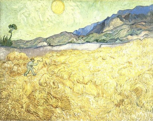 Wheat Fields with Reaper at Sunrise by Vincent van Gogh, hand-painted oil painting reproduction
