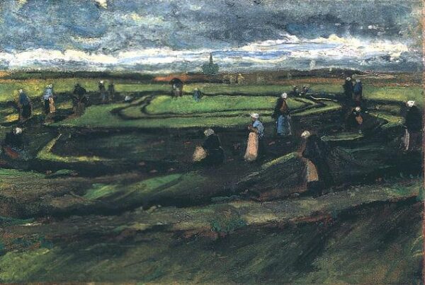 Women Mending Nets in the Dunes by Vincent van Gogh, hand-painted oil painting reproduction