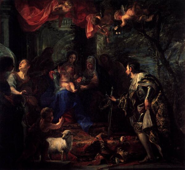 Virgin and Child Adored by St Louis, King of France by Claudio Coello, hand-painted oil painting reproduction