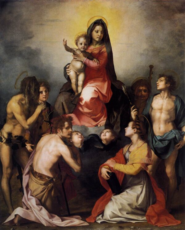 Virgin and Child in Glory with Six Saints by Andrea del Sarto, hand-painted oil painting reproduction