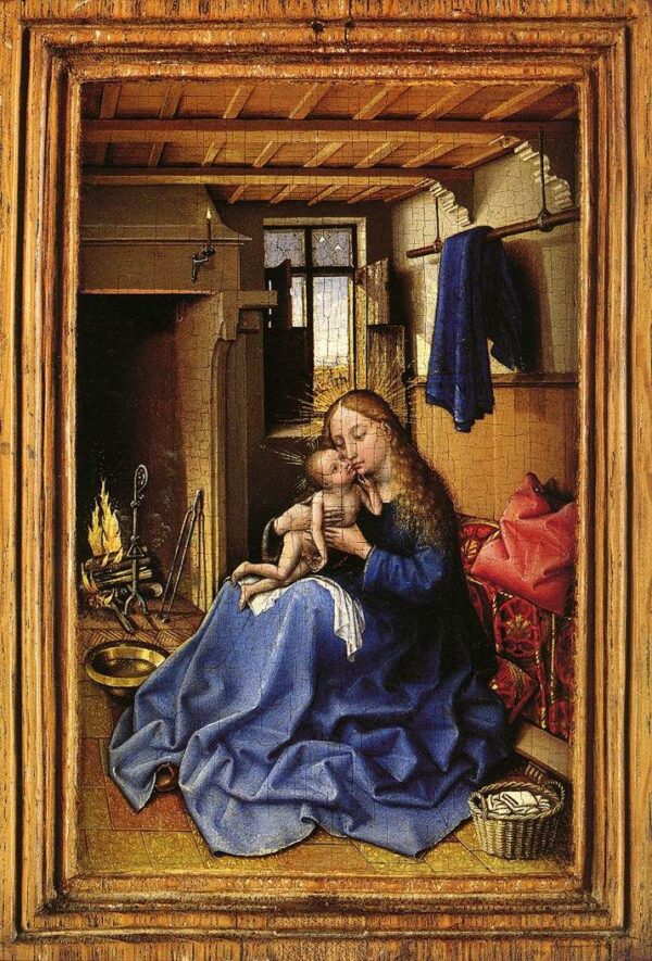 Virgin and Child in an Interior by Robert Campin, hand-painted oil painting reproduction