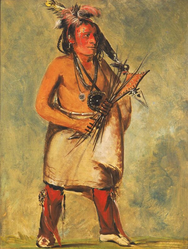 Wa kon chash kaw, He Who Comes on the Thunder by George Catlin, hand-painted oil painting reproduction