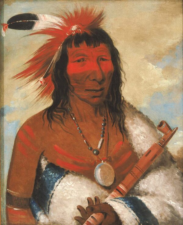 Wa nah de tunk ah, Big Eagle, Chief of the O hah kas ka toh y an te Band by George Catlin, hand-painted oil painting reproduction