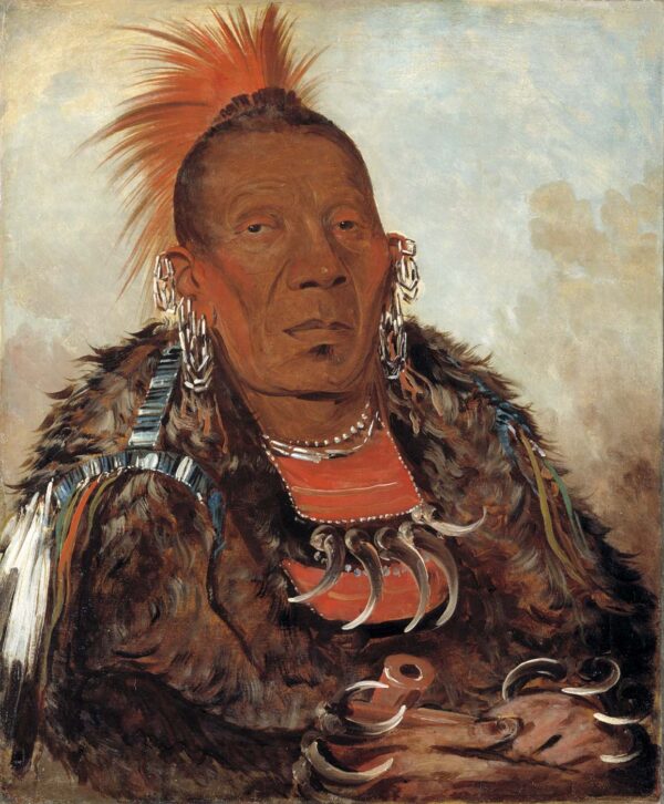 Wah ro nee sah, The Surrounder, Chief of the Tribe by George Catlin, hand-painted oil painting reproduction