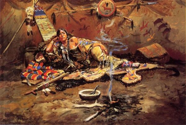 Waiting and Mad by Charles Marion Russell, hand-painted oil painting reproduction