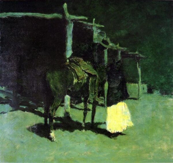 Waiting in the Moonlight by Frederic Remington, hand-painted oil painting reproduction