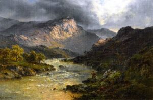 A Salmon Trout Stream Cader Idris North Wales by Alfred de Breanski Snr, hand-painted oil painting reproduction