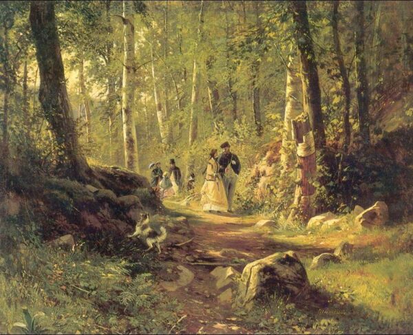 Walk in a Forest by Ivan Shishkin, hand-painted oil painting reproduction