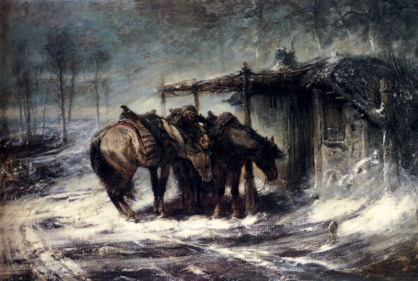 Wallachian Blizzard by Adolf Schreyer, hand-painted oil painting reproduction