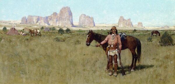 Warrior and Teepees by Henry Farny, hand-painted oil painting reproduction