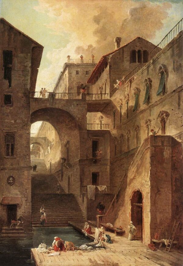 Washerwomen by Hubert Robert, hand-painted oil painting reproduction