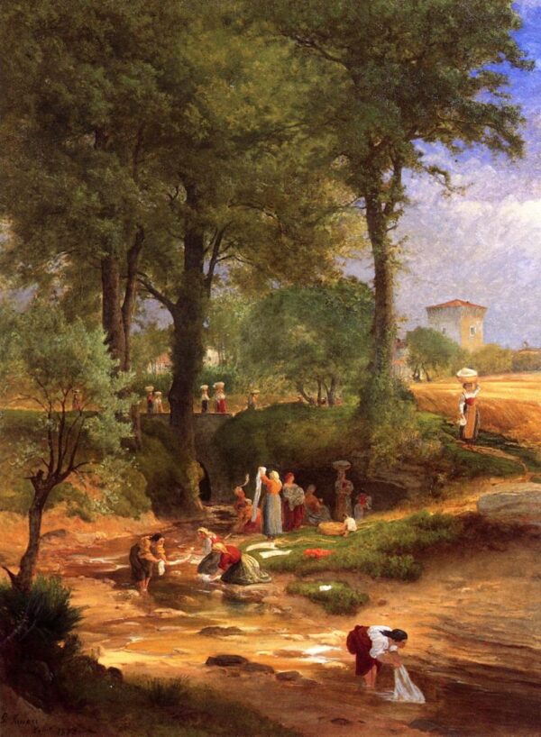 Washing Day Near Perugia by George Inness, hand-painted oil painting reproduction