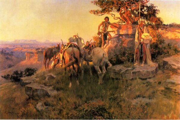 Watching for Wagons by Charles Marion Russell, hand-painted oil painting reproduction