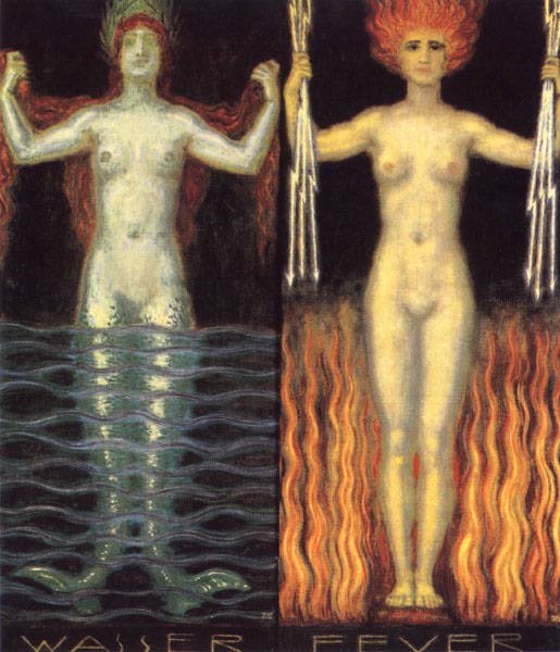 Water and Fire by Franz von Stuck, hand-painted oil reproduction