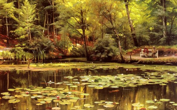 Waterlilies by Peder Mørk Mønsted, hand-painted oil painting reproduction
