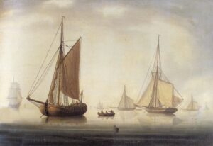 Coastal Craft In Translucent Waters by James E Buttersworth, hand-painted oil painting reproduction