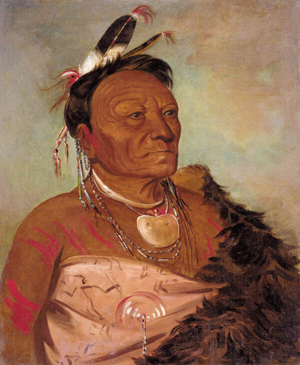 Wee ta ra sha ro, Head Chief of the Tribe by George Catlin, hand-painted oil painting reproduction
