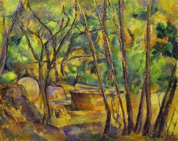 Well Millstone and Cistern Under Trees by Paul Cézanne, hand-painted oil painting reproduction