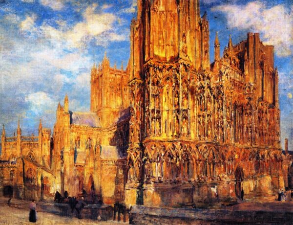 Wells Cathedral by Colin Campbell Cooper, hand-painted oil painting reproduction