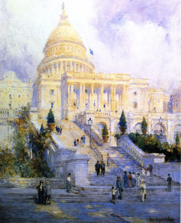 West Front Steps of the Capitol by Colin Campbell Cooper, hand-painted oil painting reproduction