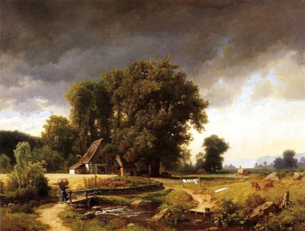Westphalian Landscape by Albert Bierstadt, hand-painted oil painting reproduction