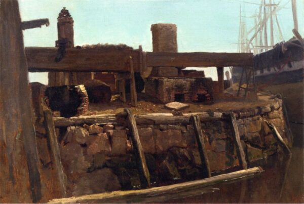 Wharf Scene by Albert Bierstadt, hand-painted oil painting reproduction