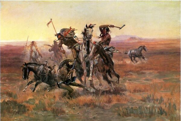 When Blackfeet and Sioux Meet by Charles Marion Russell, hand-painted oil painting reproduction