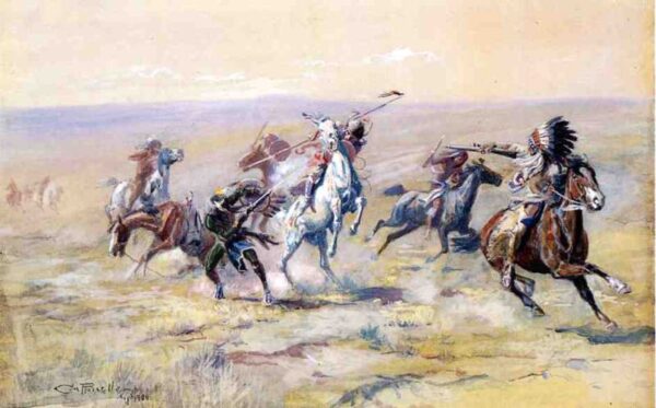 When Sioux and Blackfoot Meet by Charles Marion Russell, hand-painted oil painting reproduction