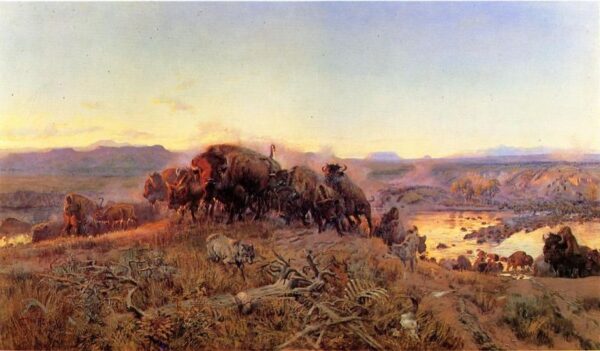 When the Land Belonged to God by Charles Marion Russell, hand-painted oil painting reproduction