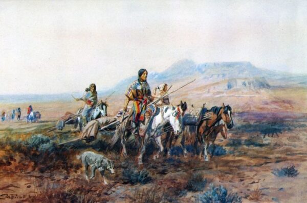 When the Trail Was Long Between Camps by Charles Marion Russell, hand-painted oil painting reproduction