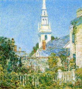 White Church at Newport by Frederick Childe Hassam, hand-painted oil painting reproduction