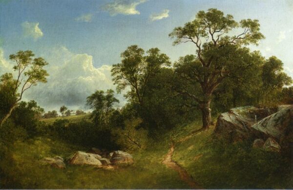 White Mansion in the Distance by David Johnson, hand-painted oil painting reproduction