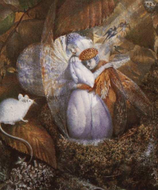 Fairy Lovers in a Bird’s Nest watching a White Mouse by John Anster Fitzgerald, hand-painted oil reproduction