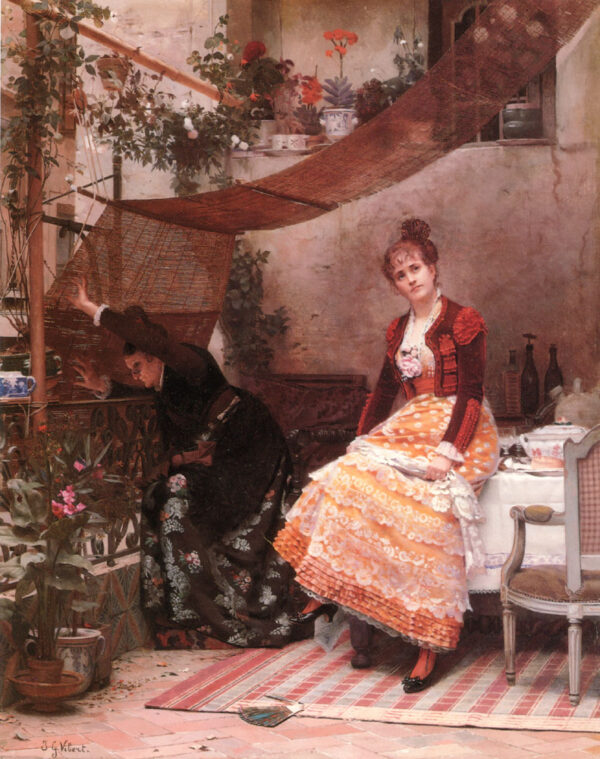 Why Comes He Not by Jehan Georges Vibert, hand-painted oil painting reproduction