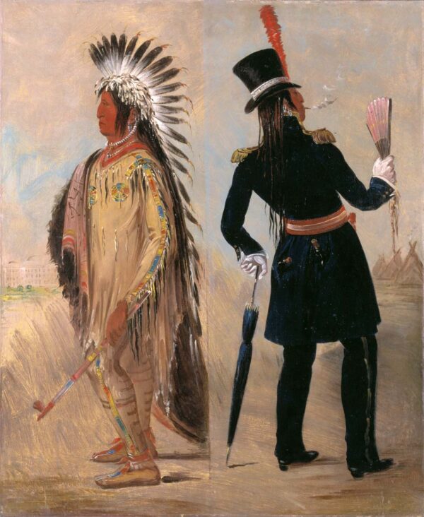 Wi jun jon, Pigeon’s Egg Head Going To and Returning From Washington by George Catlin, hand-painted oil painting reproduction