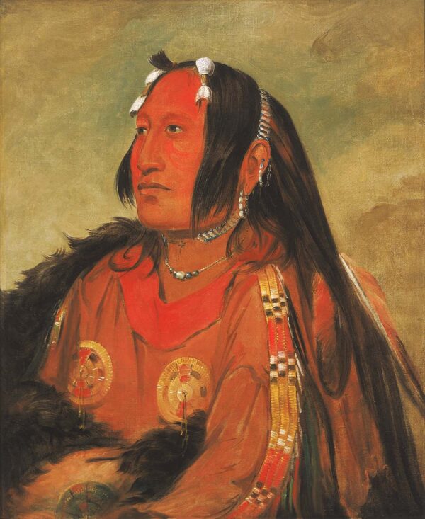 Wi jun jon, Pigeon’s Egg Head, a Distinguished Young Warrior by George Catlin, hand-painted oil painting reproduction