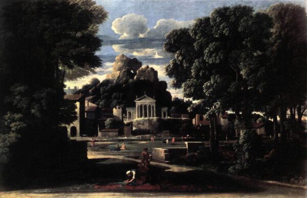 Landscape with the Gathering of the Ashes of Phocion by his Widow by Nicolas Poussin, hand-painted oil painting reproduction