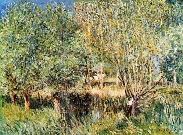 Willows on the Banks of the Orvanne by Alfred Sisley, hand-painted oil painting reproduction