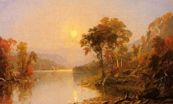 Winding River by Jasper Francis Cropsey, hand-painted oil painting reproduction