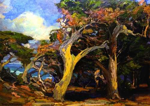 Windswept Twisted Cypress by Franz Bischoff, hand-painted oil reproduction