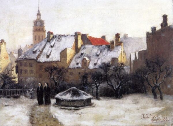 Winter Afternoon – Old Munich by Theodore Clement Steele, hand-painted oil painting reproduction