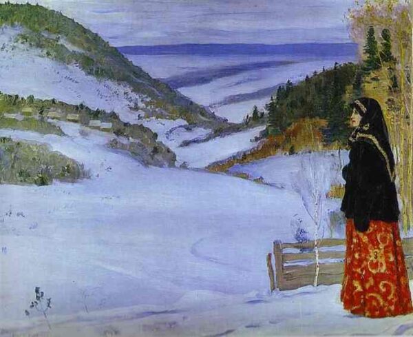 Winter In Skit by Mikhail Nesterov, hand-painted oil painting reproduction