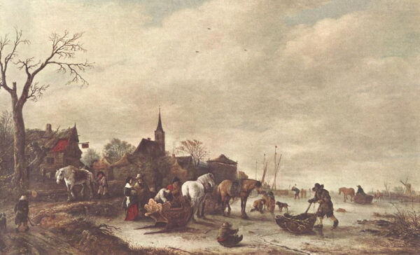 Winter Landscape by Isaack van Ostade, hand-painted oil painting reproduction