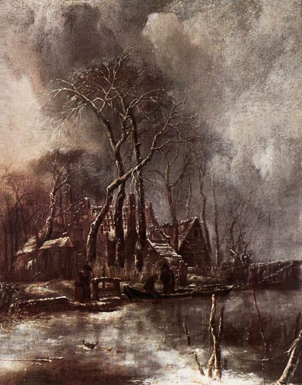 Winter Landscape by Jan van de Cappelle, hand-painted oil painting reproduction