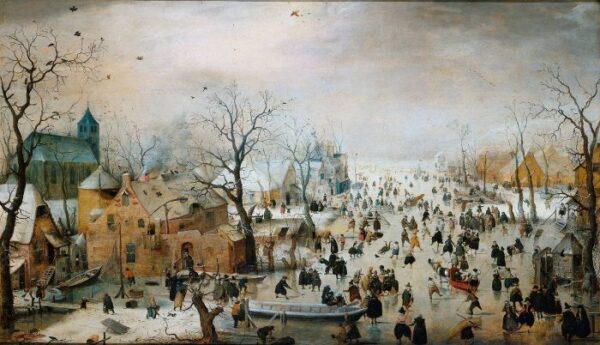 Winter Landscape With Iceskaters by Hendrick Avercamp, hand-painted oil painting reproduction
